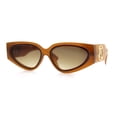 thumbnail image 4 of Womens Diva Narrow Triangular Thick Temple Plastic Fashion Sunglasses All Brown, 4 of 8