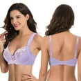 thumbnail image 6 of Curve Muse Women's Plus Size Unlined Underwire Lace Bra with Cushion Straps-Grey,Lavender-Size:48C, 6 of 7