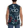 thumbnail image 4 of Haiem Men's Navy Blue Geometric Print Tank Tops Summer Sleeveless Cut Off Workout T-Shirts Fitness Vest Athletic Undershirts-3X-Large, 4 of 8