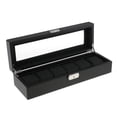 thumbnail image 4 of Vitrina de reloj de material cuero PU , organizador de almacenamiento de joyas con soporte de caja de relojes 6 ranuras, 4 of 9