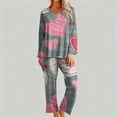 thumbnail image 4 of Womens Pajama Set Summer Hearts Print Breathable Pajama Sets with Pants Casual Crew Neck Long Sleeve Sleepwear Womens Summer Pajamas, 4 of 6