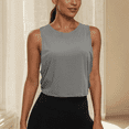 thumbnail image 4 of Workout Tops for Women Summer Crewneck Sleeveless Athletic Yoga Crop Tank Tops Loose Gym Backless Muscle Tank Racerback Tank Tops, 4 of 5