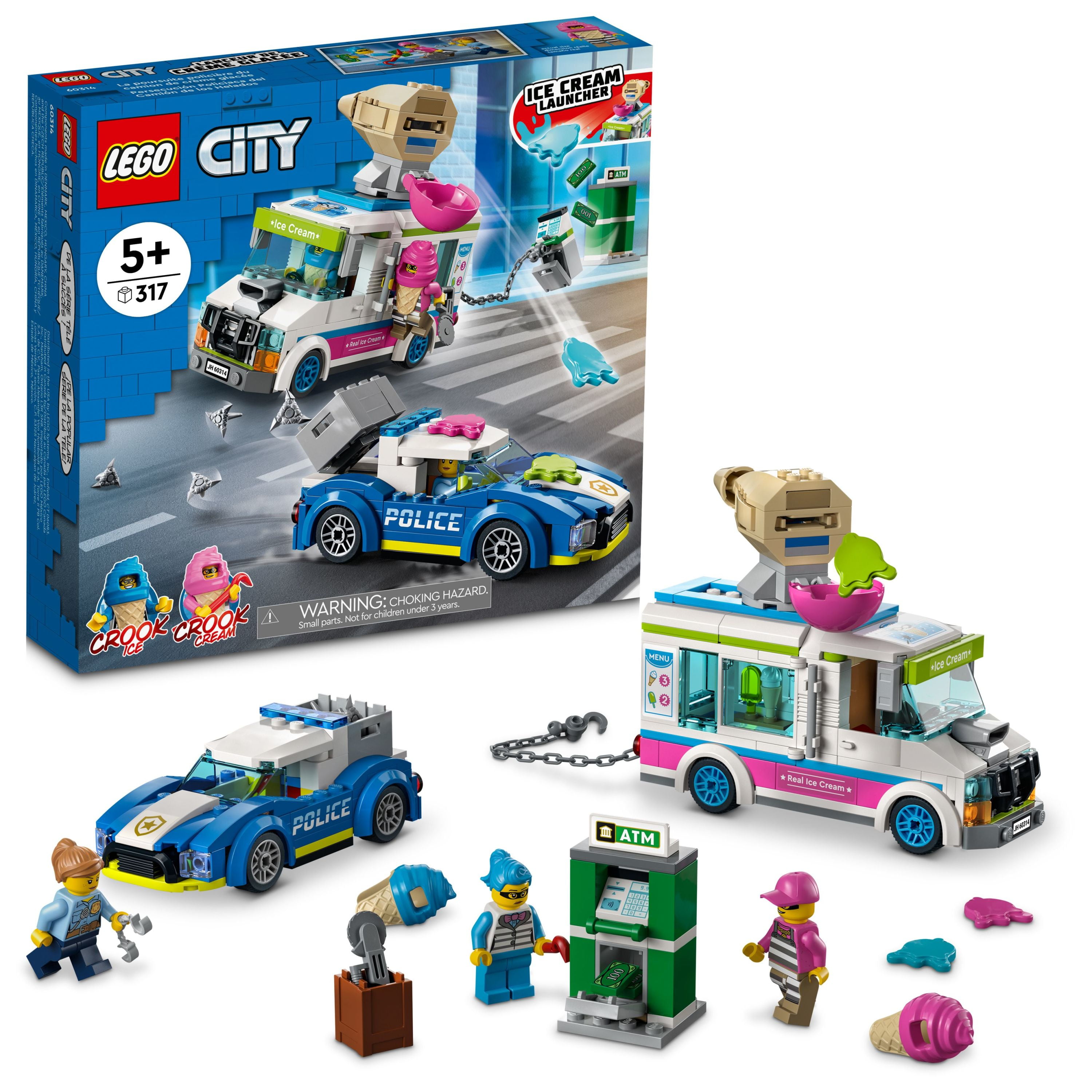 Hviske bemærkning Mose LEGO City Ice Cream Truck Police Chase Van, 60314 Toy for Kids, Girls and  Boys age 5 Plus Years Old with Splat Launcher & Interceptor Vehicle -  Walmart.com