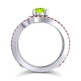 thumbnail image 4 of 2.50 T.C.W Round Shape Peridot & Red Ruby Gemstone Shiny Wedding Ring for her Solid 14K White Gold Size 5.5 by Diamond-Capitals, 4 of 8