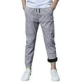 thumbnail image 6 of LpwkSSA Children's Sports Pants Fall Winter Cotton Linen Pants Slim Fit Straight Leg Pants Drawstring Elastic Waist With Pocket Casual Outwear Pants Gray 7 Years, 6 of 9