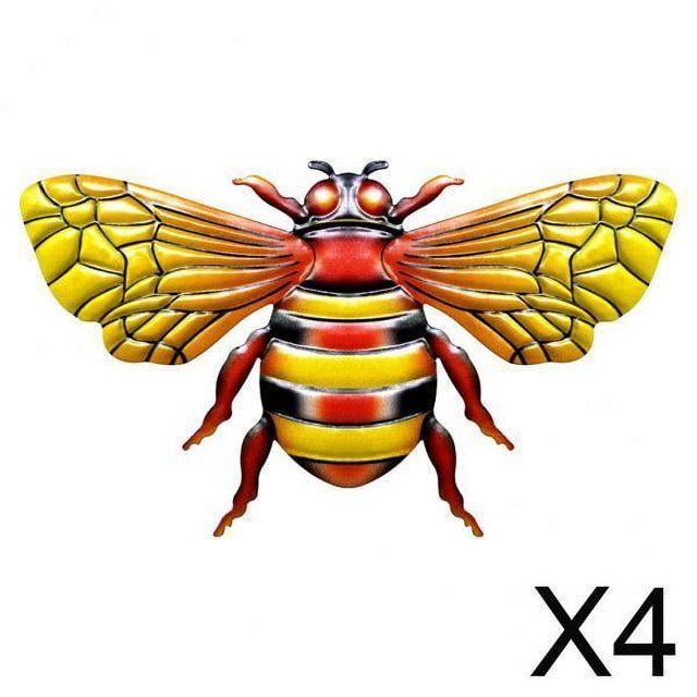 4x Escultura De Abejas Para Pared, Arte De Pared, Insectos, Sala De Estar, Artesanía De Metal, Decoración Para El Hogar Al Aire Libre