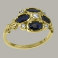 thumbnail image 2 of LBG British Made 9k Yellow Gold Natural Diamond & Sapphire Womens Anniversary Ring - 33 size options - Size 6.75, 2 of 6