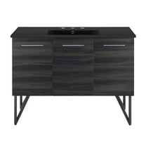 Annecy 48 in. Black Walnut Bathroom Vanity With Black, 3-Hole Ceramic Sink Top