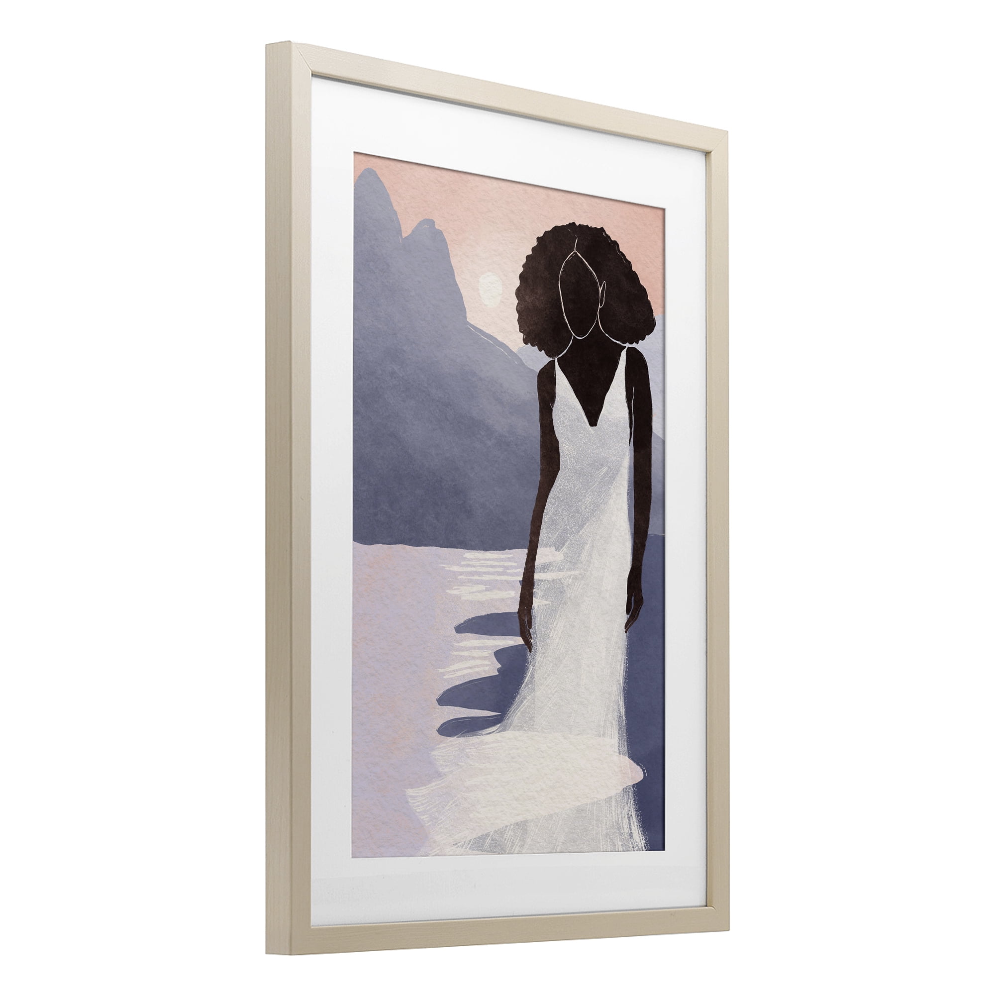 Stupell Industries White Gown Silhouette at Sunset Birch Framed Print Under Glass, design by Yuyu Pont