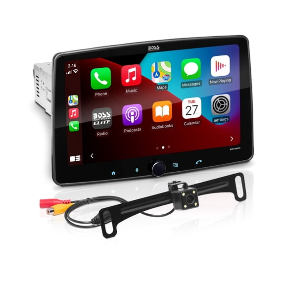 BOSS Audio Systems BE10ACP-C Car Stereo - Apple CarPlay, Android Auto, Single Din, 10 Inch Touchscreen, Bluetooth, No CD DVD Player, AM/FM Radio Receiver, Backup Camera