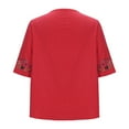 thumbnail image 4 of Dazajoo Short Sleeve Embroidered Tops for Women Casual Summer V Neck Peasant Blouses Loose Vintage Boho Floral Tunic,Red,XXL, 4 of 6