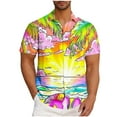 thumbnail image 2 of ZRGHAOYLQ Men Plus Size Hawaiian Shirts Trendy Beach Sunset 3D Graphic Tees Casual Button Down Lapel T-shirts Short Sleeve Summer Beach Tropical Shirt with Pockets, 2 of 6