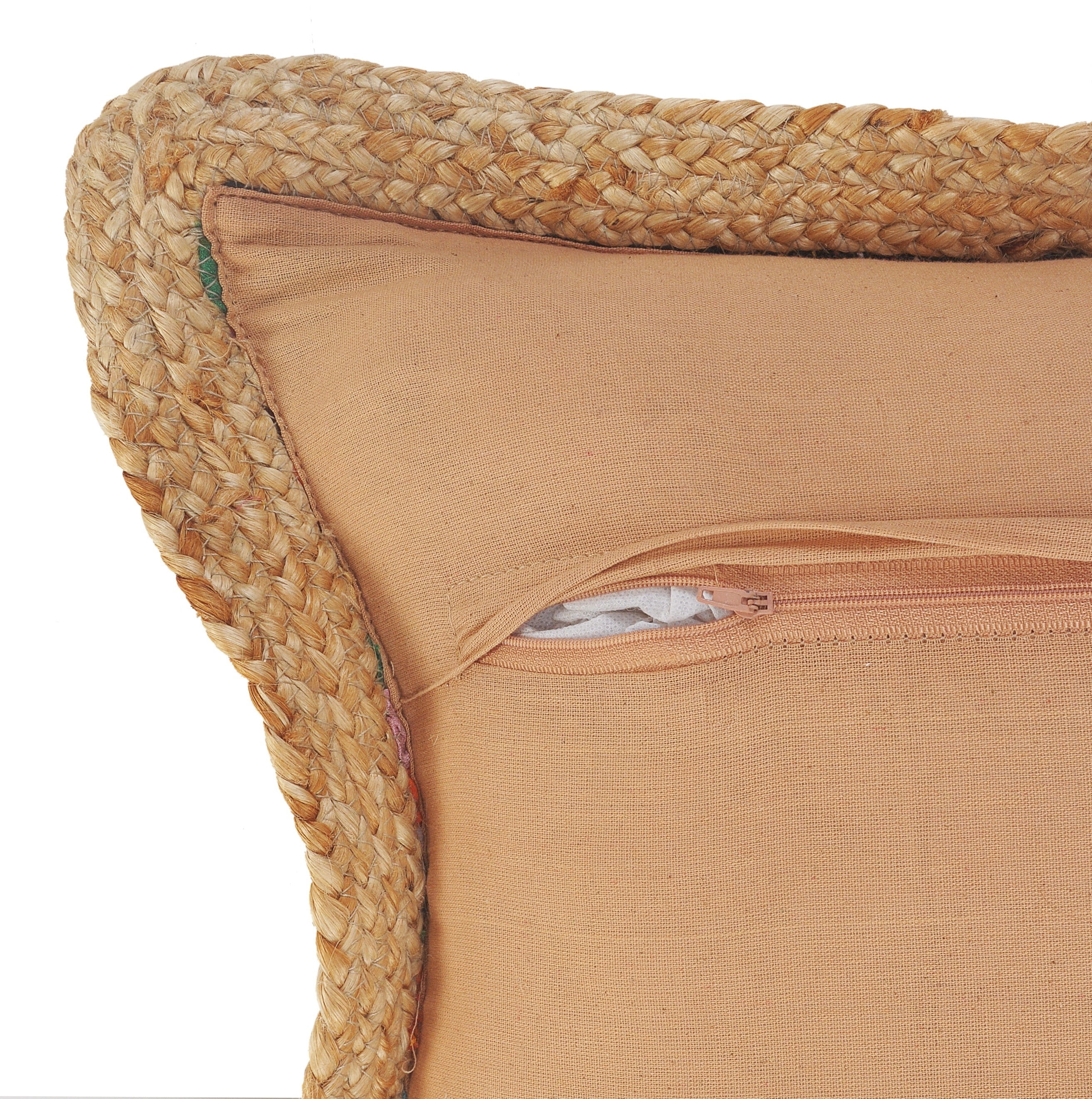 LR Home Ringo Set of 2 Rainbow 20" x 20" Jute Bordered Striped Cotton Blend Adult Decorative Throw Pillow Set