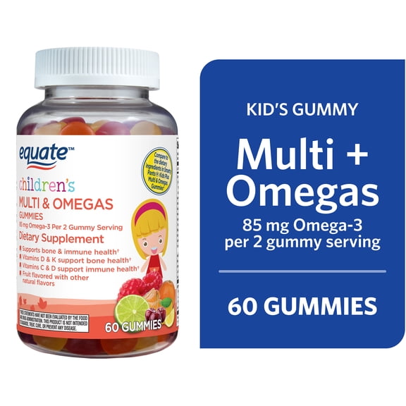 Equate Kids Multivitamin & Omega-3 Dietary Supplement 60 Count - Supports Bone & Immune Health