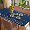 thumbnail image 3 of Rustic Botanical Table Cloths for 5 Foot Rectangle Tables, Japanese Herb on Navy Blue Simple Art Patio Waterproof Elastic Fitted Tablecloths, Washable Rectangular Table Cover for Camping, 3 of 8