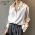 thumbnail image 2 of Camisa de seda satinada con botones a la moda de otoño, blusa Vintage para mujer, camisas de calle holgadas de manga larga para mujer blanca para mujer 11355 Tan Jianjun unisex, 2 of 2