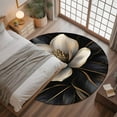 thumbnail image 3 of 3ft Round Rug, Black Gold Flower Non-Skid Rubber Backing Large Area Rugs - Living Room Bedroom Home Office, Gradient Luxurious Floral Botanical Indoor Floor Mat Carpets Washable Rug, 3 of 9