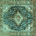 thumbnail image 1 of Ahgly Company Indoor Square Medallion Turquoise Blue Traditional Area Rugs, 8' Square, 1 of 4