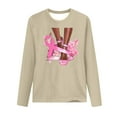 thumbnail image 3 of CLOISE Cancer Shirts for Women Long Sleeve Round Neck Tee Shirts Floral Ribbon Pink Breast Cancer Survivor Gifts Blouses Trendy Comfy Tops Cancer Support Fall Clothes Beige XL, 3 of 4