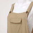 thumbnail image 4 of Gibobby pantalones deportivos Mono sin mangas para mujer, mono informal liso de verano, pantalones con pechera, mono con botones y bolsillos con botones(Caqui， XXL), 4 of 5