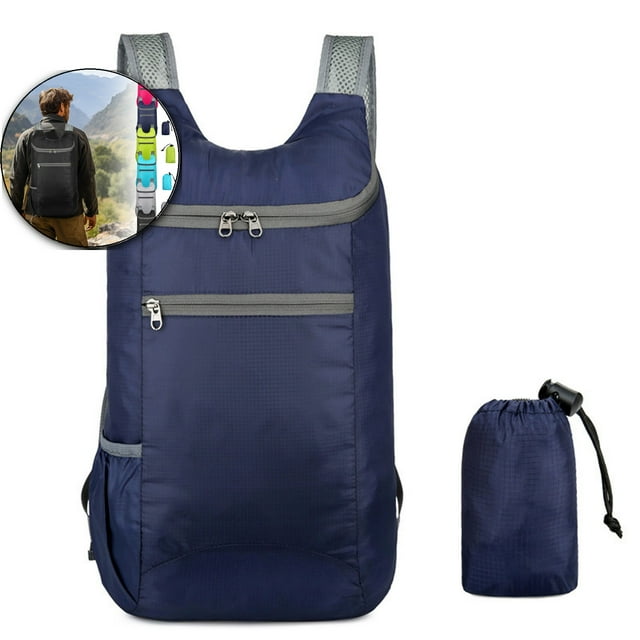 Dvruxg Sac à Dos de Randonnée pour Femmes Hommes Pliable Léger Compressible Sac de Jour de Voyage Imperméable Voyage Plein Air(Noir)