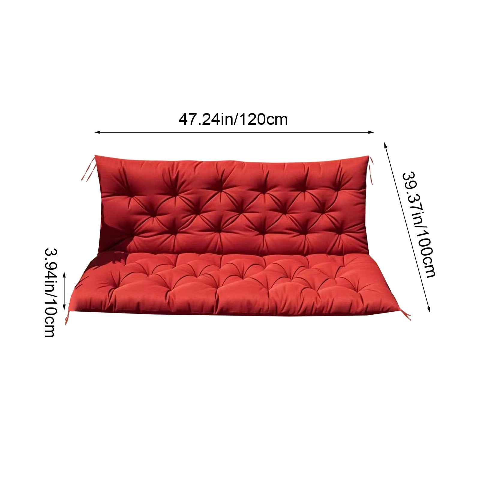 YOTQUSKI Outdoor Swing Cushions,Waterproof Swing Cushions 3 Seater Replacement with Backrest,Outdoor Thickened Bench Cushion with Ties for Porch,Patio,Backyard,Garden and Lawn