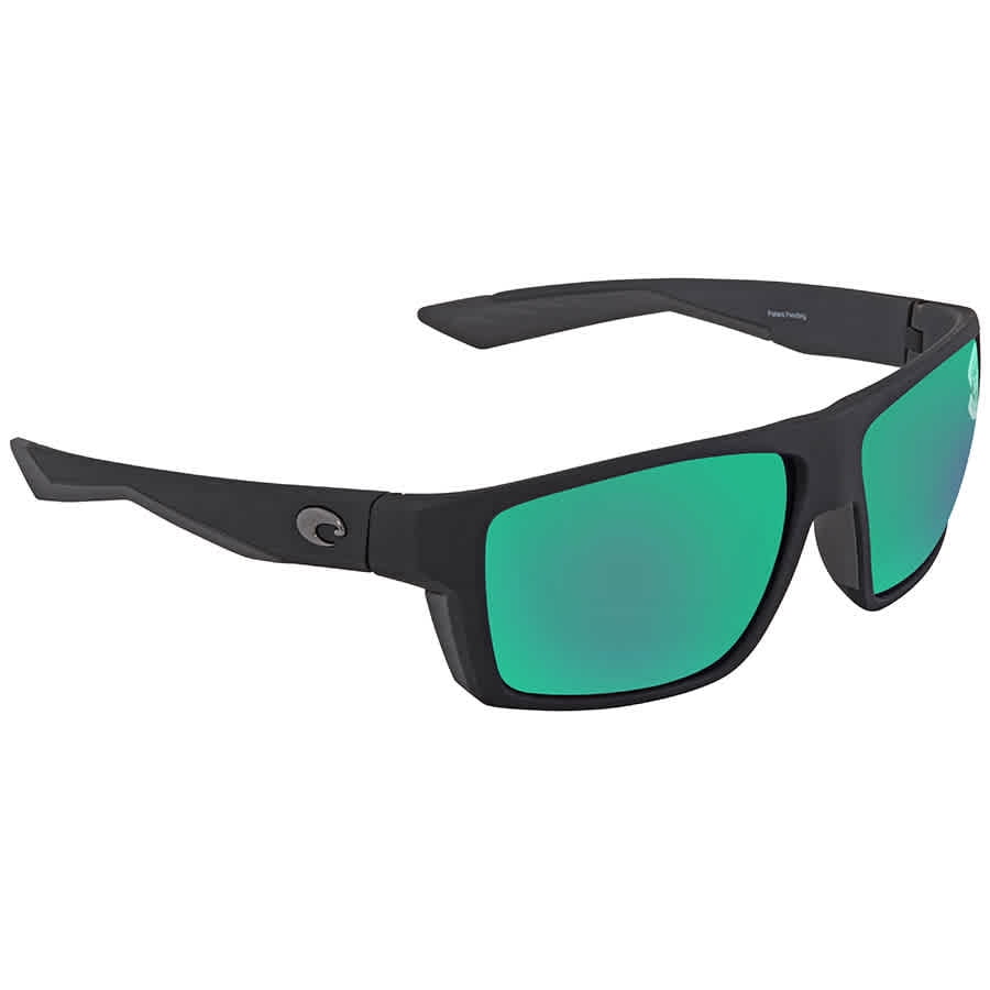 Costa Del Mar Ferg Men's Wrapped Sunglasses Shiny Gray Frame with Polarized Glass Green Mirror Lenses for sale online 