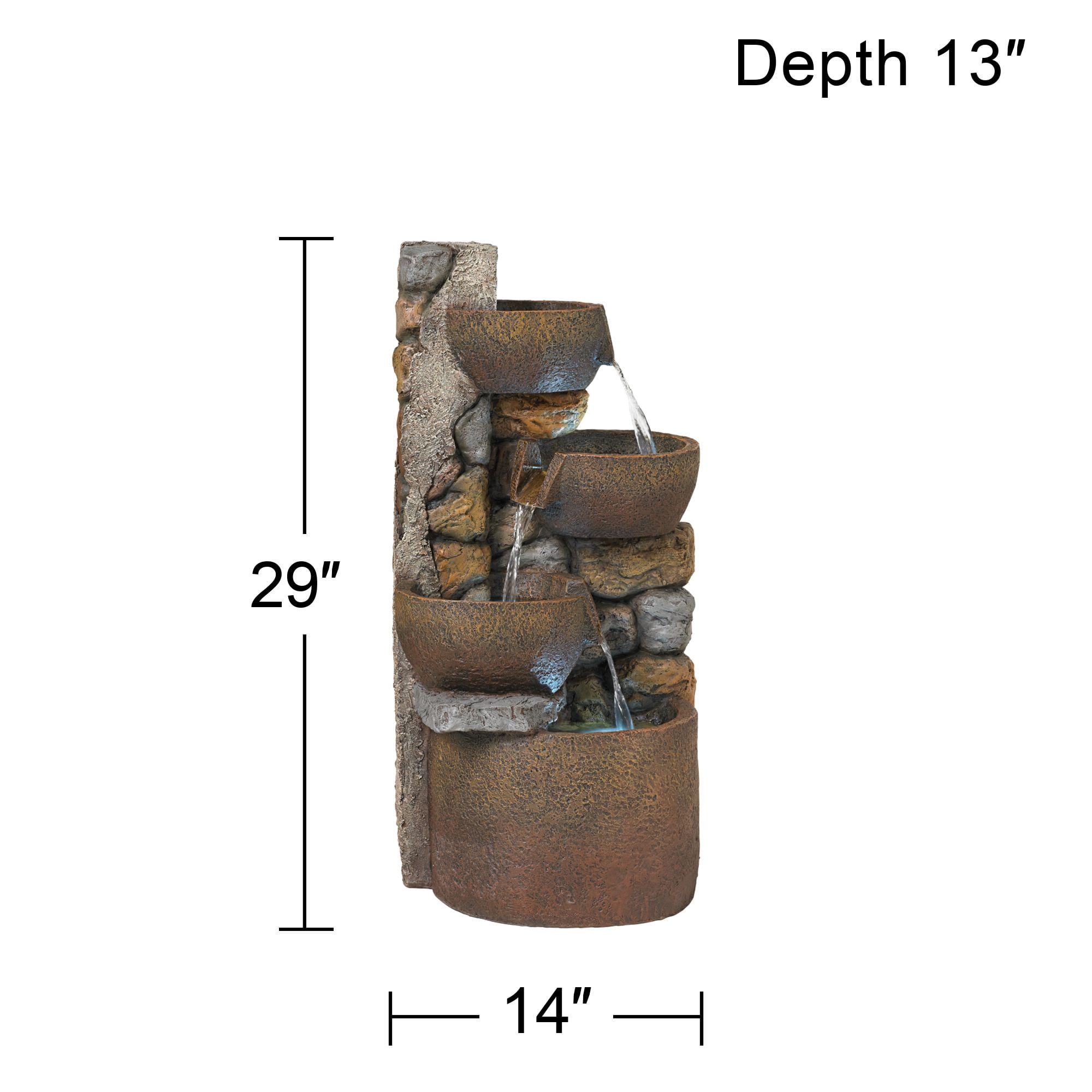 Ashmill Urn 29" High Large Rustic Indoor Outdoor Decor Faux Stone Floor Fountain with Light LED Outside Garden