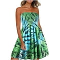 thumbnail image 1 of Robe d'Été Vintage Sans Manches pour Femmes Boho Floral Longueur Genou Ligne A Cocktail (Vert, TTG), 1 of 7
