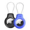 2 Pack AirTag Holders with Keychain, Secure Air Tag Cases, and Key Rings for Keys, Luggage, Backpack, Pet, Black&Blue