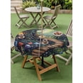 thumbnail image 5 of Outdoor Tablecloth with Umbrella Hole Zipper Mushroom Round Tablecloth 54" Waterproof Outside Table Cloth Dream Forest Wooden Cottage Floral Plant Patio Table Cover Tablecloths for Picnic Party, 5 of 8