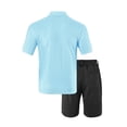 thumbnail image 3 of YLSDY Waffle Knit Button Collared Shirts for Men Fashion Mens Button Collared Shirts Short Sleeve Stretch Casual Golf Button Collared Shirts for Men Light Blue L, 3 of 3