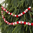 thumbnail image 2 of Opvise Felt Ball Garland 180cm Red and White Plush and Striped Decorative Christmas Ornament for Tree Fireplace and Home Decor, 2 of 7