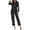 Black, variant on Satin Pajamas for Women Set Petite Silk Lounge 2 Piece Fall Sleepwear Button Down Loungewear Matching Clothing S-2XL