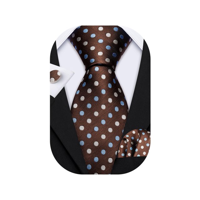 Juego de corbatas Barry.Wang Classic con lunares marrones de 150 cm
