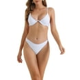 thumbnail image 1 of Conjuntos de bikini con aros para mujer INSPIRE CHIC, 2 piezas, tirantes ajustables, parte inferior triangular, trajes de baño talla X-Large, color blanco, 1 of 5