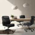 thumbnail image 5 of CELTOSS Leather Office Chair, Ergonomic Executive Chair with Padded Flip-Up Armrests, Mid-Back PU Computer Desk Chair, Jet Black, 5 of 13