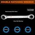 thumbnail image 5 of Uxcell Double Box End Ratcheting Wrench 17mm-19mm CR-V Steel Metric 12 Point Ratchet Wrench Mirror Chrome Plating Box End Spanner Tool, 5 of 7