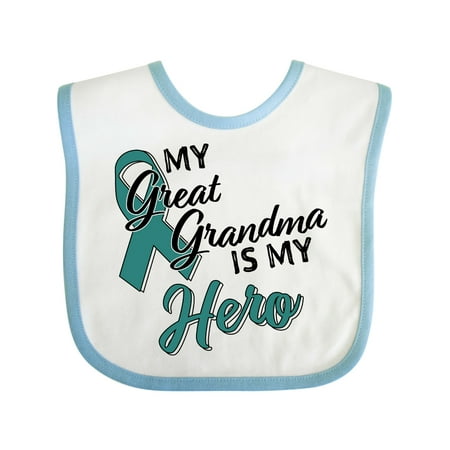

Inktastic My Great Grandma is My Hero- Ovarian Cancer Awareness Gift Baby Boy or Baby Girl Bib