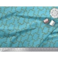 thumbnail image 2 of Soimoi Blue Silk Fabric Leaves & Geometric Printed Craft Fabric by the Yard 42 Inch Wide, 2 of 3