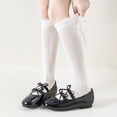 thumbnail image 2 of Girls Knee High Socks Lightweight Knitting Stocking Ruffle Crew Solid Color Long Socks Cut Bow Kids Toddler Dress Sock, 2 of 4