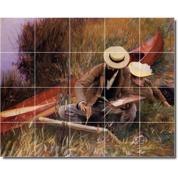 Ceramic Tile Mural-John Sargent Country Painting 259. 40" w x 32" h using (20) 8 x 8 ceramic tiles