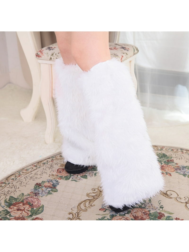 XIXIMAON Women Furry Leg Warmers Super Soft Faux Fur Boots Shoes Cuffs Covers Contrast Color Winter Warm Carnival Party Boot Cover, Pelliccia, Taglia unica