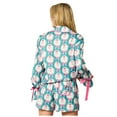 thumbnail image 4 of Lightweight Summer Pajamas Christmas Bow Print Cozy Long Sleeve Drawstring Shorts Set Sleepwear for Women,Blue,XXL, 4 of 9