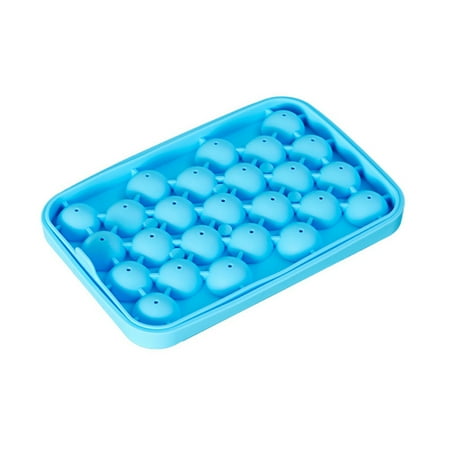 

25 Grid Ice Cube Trays with Removable Lids Food Grade Silicone Ice Cube Mold Cube Maker BPA Free -Blue