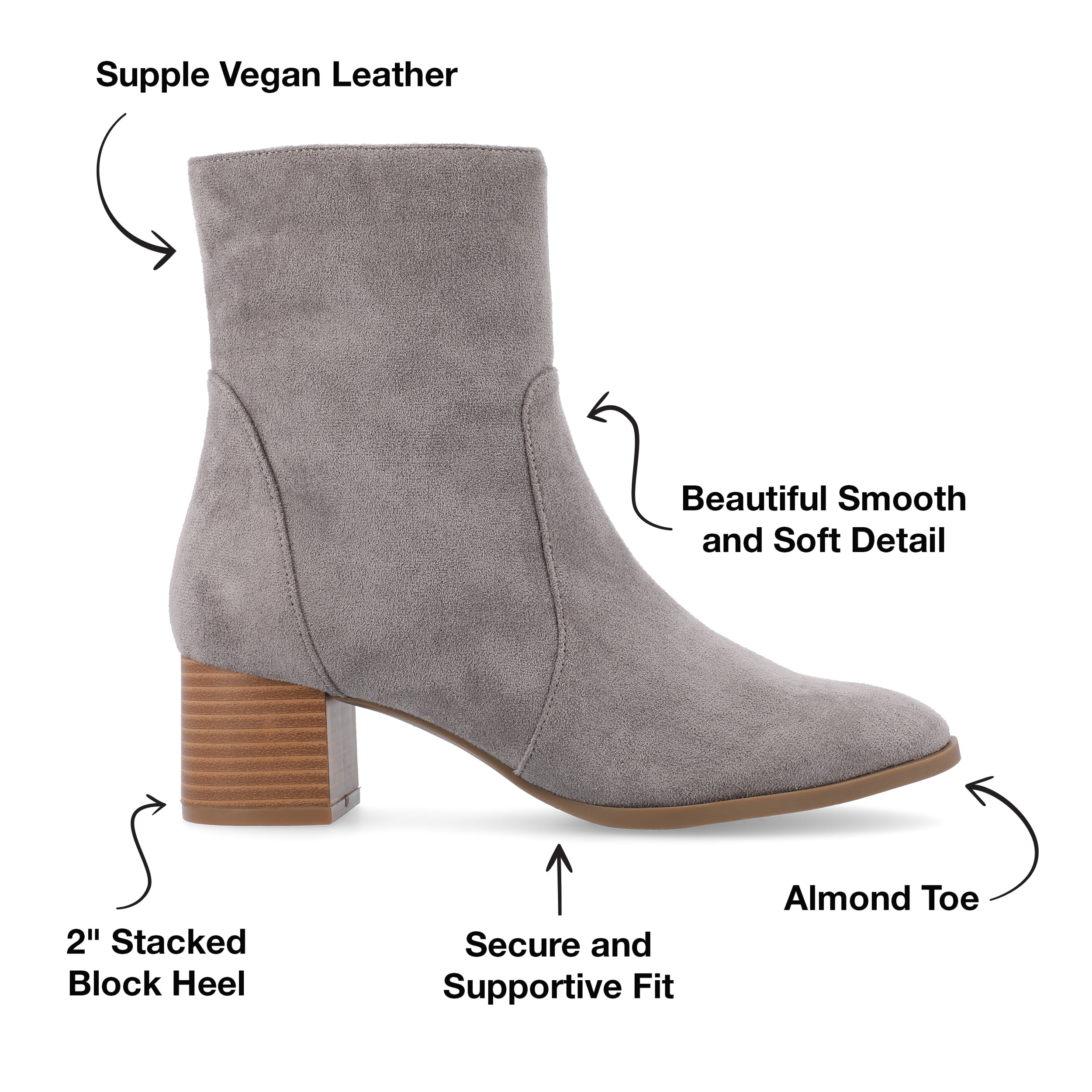Journee Womens Hayven Stacked Block Heel Almond Toe Booties, Widths Available