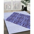 thumbnail image 3 of Ahgly Company Machine Washable Indoor Round Transitional Slate Blue Area Rugs, 4' Round, 3 of 7