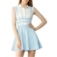 thumbnail image 2 of INSPIRE CHIC Women's Skirts Pleated Overall Gothic Elastic High Waist A-Line Kawaii Suspender Skirt XS Sky Blue, 2 of 7