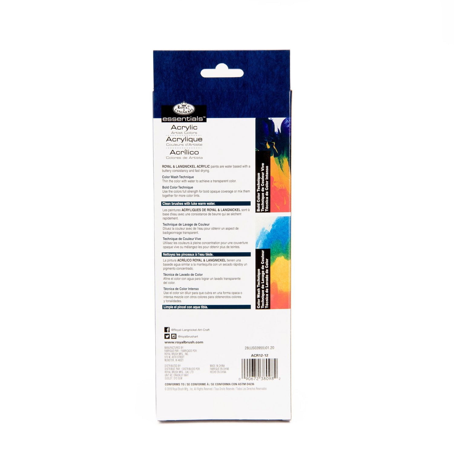 Royal & Langnickel - <br>Ensemble de peinture acrylique Essentials 12 ml, 12 couleurs