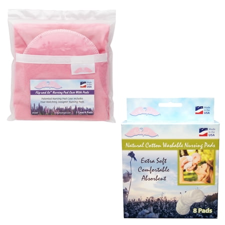 NuAngel Flip & Go Nursing Pad Case with All-Natural Washable Nursing Pad Set